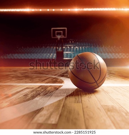 Interior view of an illuminated basketball stadium for a game Royalty-Free Stock Photo #2285151925