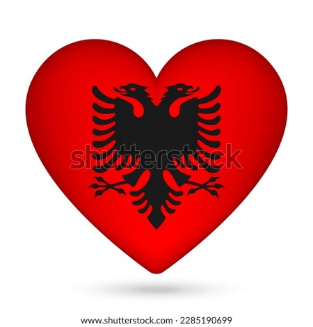 Albania flag in heart shape. Vector illustration.