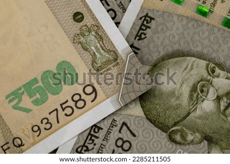 indian rupee, five hundred rupee note texture background. huge cash in indian currency notes.