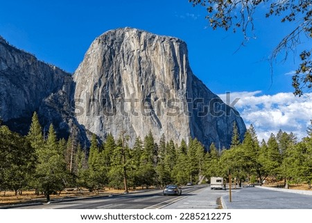 Beautiful view of the El Capitan rock formation in the evening, seen from the loop road. Yosemite National Park, California, USA Royalty-Free Stock Photo #2285212275