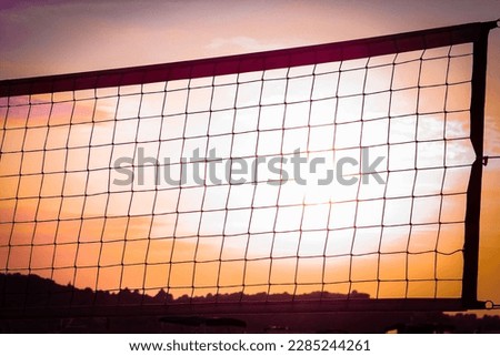 beautiful mesh volleyball silhouette on sea background
