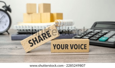 share your voice on the work table and alarm clock Royalty-Free Stock Photo #2285249807