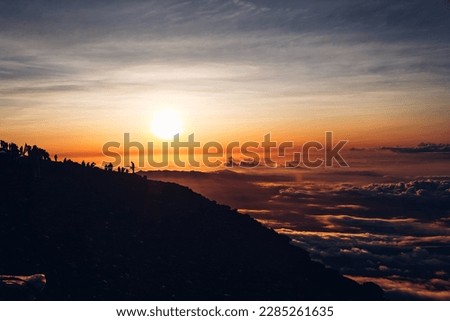 The beautiful sunrise with views of Mount Semeru can be found on Mount Bromo, East Java. The hiking trail is quite easy

