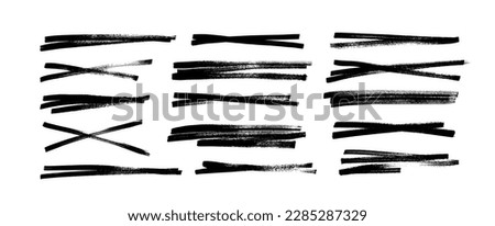 Underline and strikethrough markers collection. Hand drawn vector thick lines and strokes. Underline set isolated on white background. Grunge collection of brush strokes written with marker.  Royalty-Free Stock Photo #2285287329