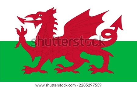 Wales national flag. Vector illustration of Standart size 