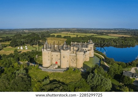 Aerial picture of Suscinio Castle in the Gulf of Morbihan in French Brittany