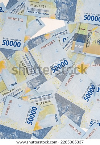 Indonesian rupiah banknotes series with the value of fifty thousand rupiah IDR 50.000 issued since 2004, Indonesian rupiah for background