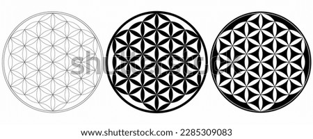 outline silhouette flower of life Symbol set isolated on white background Royalty-Free Stock Photo #2285309083