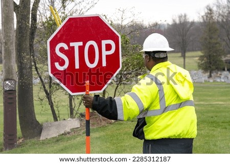 signs repairs road and worker street danger red cauntion