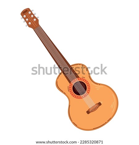 Acoustic wood guitar icon isoalted