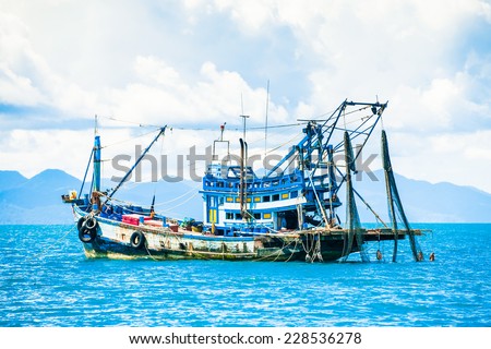 Fishing ship in Thailand sea Royalty-Free Stock Photo #228536278