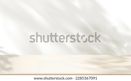 Background White Wall Studio with Shadow Nature leaves on cement Floor,Empty Mockup Backdrop 3d Room Background Display Podium Stand Concept for Cosmetics,product presentation,Sale,Online  in Autumn Royalty-Free Stock Photo #2285367091