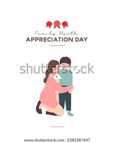 Parents day.
a son who presents a card to his mother.