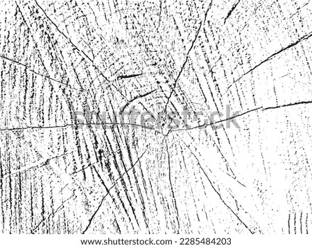 Vector grunge texture of willow cross section with cracks. Monochrome background of an old damaged log. Template for texture overlay, stencil in grunge style. Design element