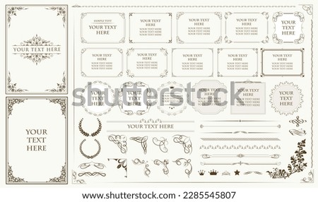 Set of Decorative vintage frames and borders set.  Vector design. floral ornament. Royalty-Free Stock Photo #2285545807