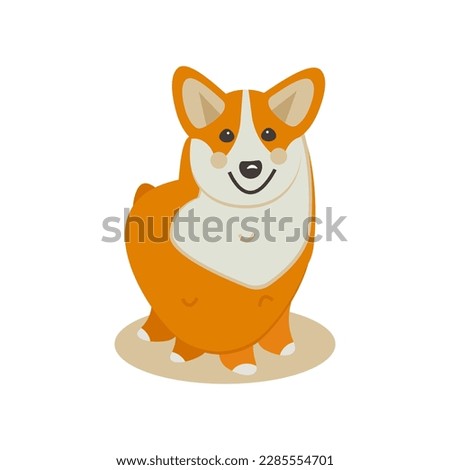 Cute corgi dog, purebred pet. Vector flat illustration of a domestic animal on a white background, eps 10.	
