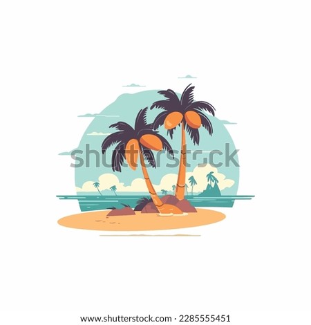 coconut tree on the beach vector logo