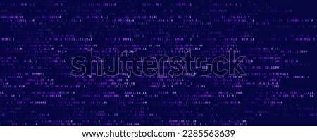 Abstract Binary Software Programming Code Background. Random Parts of Program Code. Digital Data Technology Concept. Random Binary Data Matrix Wide Vector Illustration. Royalty-Free Stock Photo #2285563639