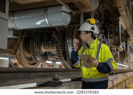 Project Engineer train Inspect the train's diesel engine, railway track in depot of train