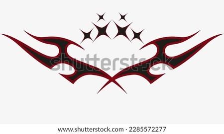 Tattoo And T Shirt Design Black And Dark Red Special Pattern With Stars Ornament