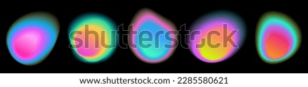 Abstract color gradient circle backgrounds, holographic iridescent round circles with liquid vibrant gradient blur, colors blend mesh with soft neon light, vector shapes.