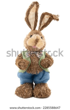 Easter decorations rabbit easter toy bunny isolated  on  a white background