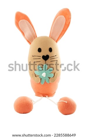 Easter decorations rabbit easter toy bunny isolated  on  a white background