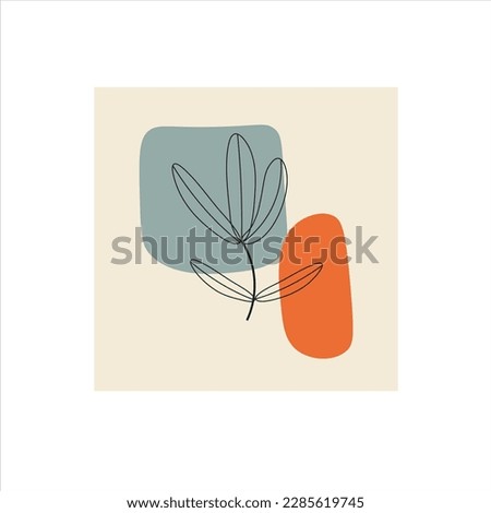 Contemporary Hand drawn Vector illustrations. Continuous line, abstract shapes. minimalistic elegant concept. All elements are isolated, Big Set of Various Leaves