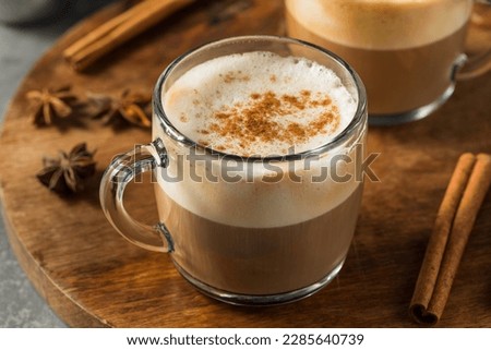 Warm Dirty Chai Latte with Milk and Spices Royalty-Free Stock Photo #2285640739