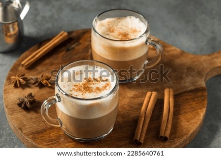 Warm Dirty Chai Latte with Milk and Spices Royalty-Free Stock Photo #2285640761