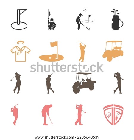 vector golf swing silhouette collection