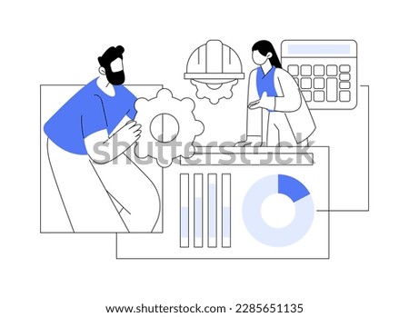 Tender negotiations abstract concept vector illustration. Group of people for a construction pre-tender interview, building, settlement meeting, business negotiations abstract metaphor. Royalty-Free Stock Photo #2285651135