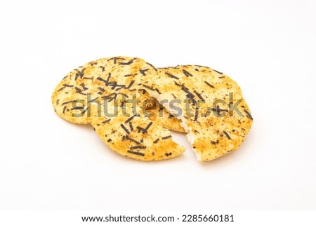 Fresh rice crackers on a pure white background