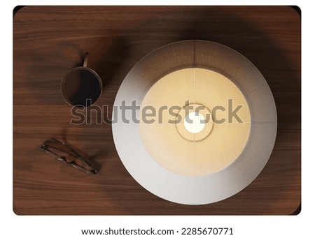 Top view of bedside table with lamp Royalty-Free Stock Photo #2285670771