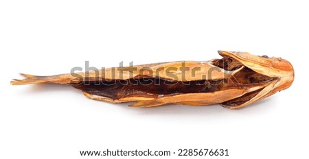 One big smoked fish isolated on a white background.