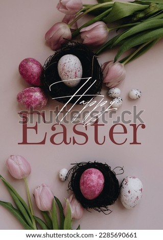 Happy Easter Text With Beautiful Colorful Design And Background