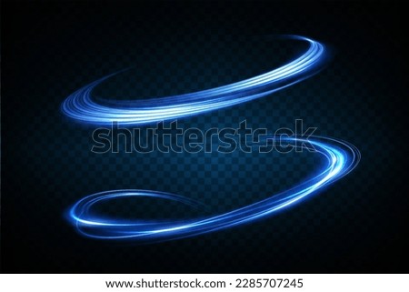 Set of abstract light lines of movement and speed. light blue ellipse. Brilliant galaxy. Glowing podium. Space tunnel. Light everyday glowing effect. semicircular wave, light vortex wake. Bright spira Royalty-Free Stock Photo #2285707245