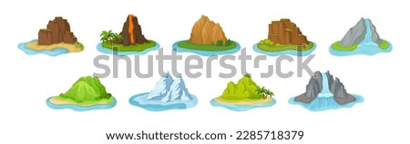 Mountains and Heap Peak as Nature Outdoor Landscape Vector Set Royalty-Free Stock Photo #2285718379
