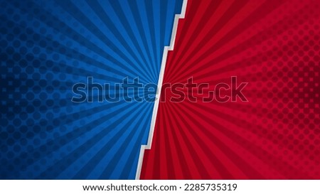 Versus background with blue red for game, battle, challenge, fight, competition, contest, team, boxing, championship, clash, combat, tournament, conflict, duel, MMA, football Royalty-Free Stock Photo #2285735319