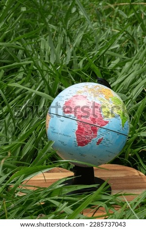 earth globe on green grass showing Africa - earth day