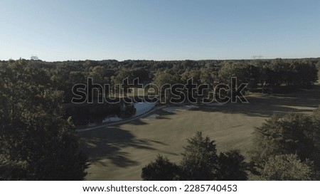 Aerial drone picture of housing complex golf course