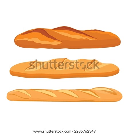 Vector illustration of baguette. Fresh baked homemade bread isolated on white backgroun. Breakfast bread Royalty-Free Stock Photo #2285762349