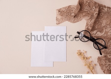wedding card mockup, with a cream color background