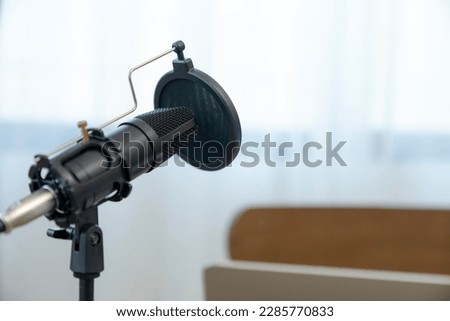 Professional ready to broadcast streaming at home, Podcast or recording studio background Royalty-Free Stock Photo #2285770833
