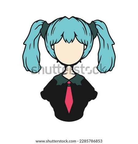Blue haired anime girl Vector clip art
