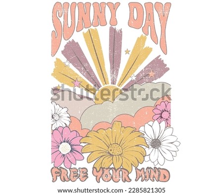 Sunny day vector print design. Flower artwork. Royalty-Free Stock Photo #2285821305