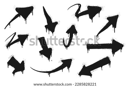 collection of Spray painted graffiti Arrow in black over white. arrow direction drip symbol. isolated on white background. vector illustration
