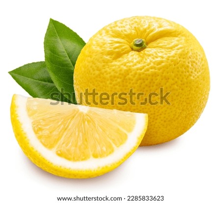 Yellow Yuzu Orange fruit isolated on white background, Kochi Yuzu orange isolated on white background With work path,  Royalty-Free Stock Photo #2285833623