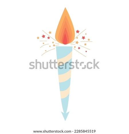 Burning birthday candle on white background