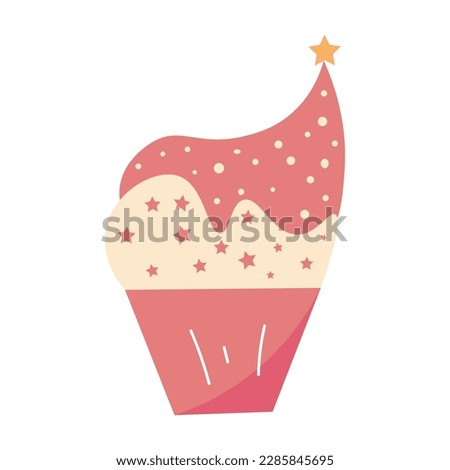 Delicious birthday cupcake on white background